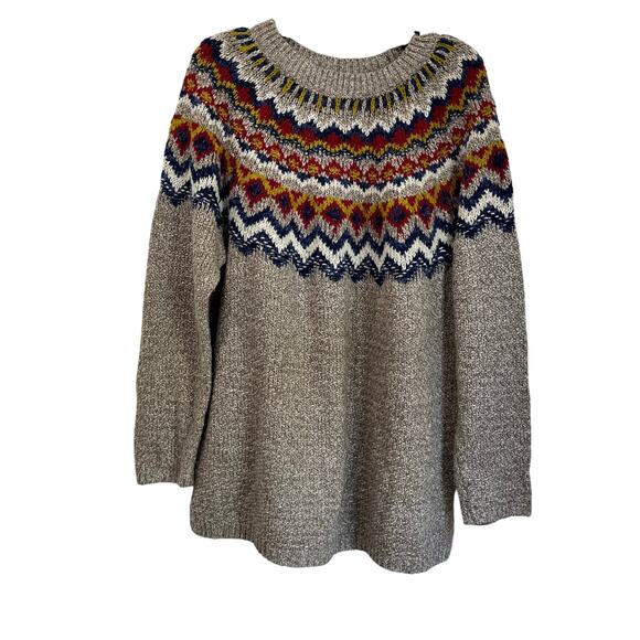 J. Jill Fair Isle Sweater Nordic Knit Winter Ski Lodge Cozy Boho XL - Picture 1 of 8